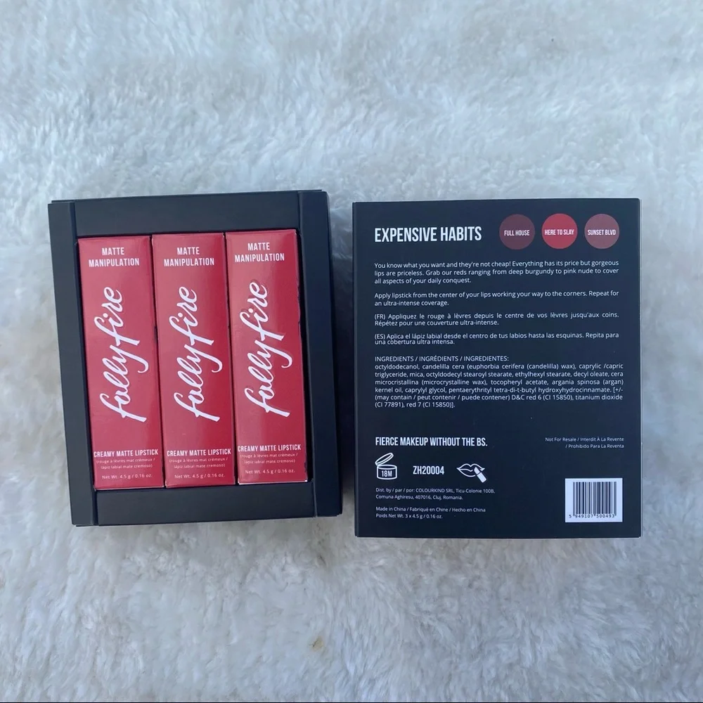 Brand new in box Folly fire expensive‎ habits creamy matte lipstick bundle